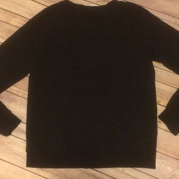 Forever 21 Black Sweatshirt Top size S Gold Studded Long Sleeve Crewneck - Picture 4 of 4